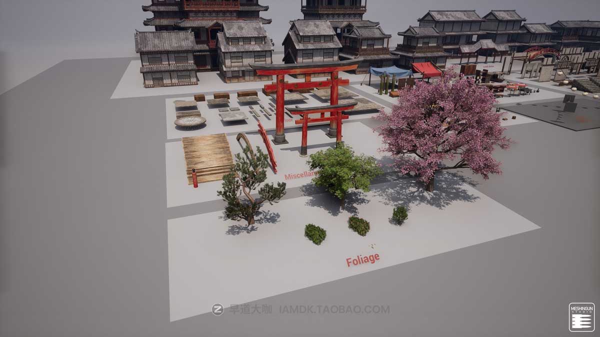 UE模型 复古封建社会日本和风城市寺庙楼阁建筑3D素材包 Unreal Engine – Feudal Japan Megapack插图21