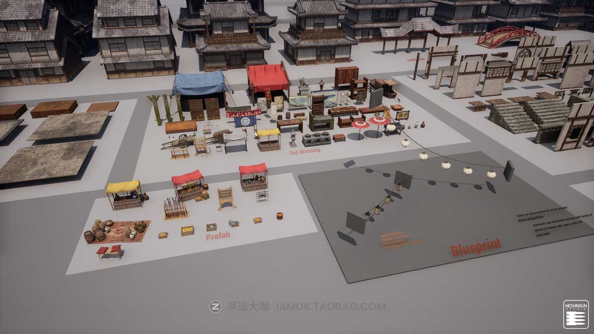 UE模型 复古封建社会日本和风城市寺庙楼阁建筑3D素材包 Unreal Engine – Feudal Japan Megapack插图23