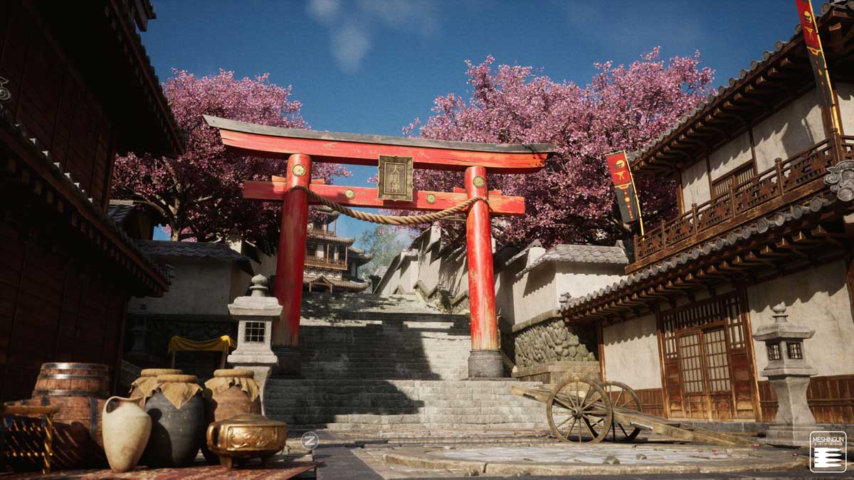 UE模型 复古封建社会日本和风城市寺庙楼阁建筑3D素材包 Unreal Engine – Feudal Japan Megapack插图3