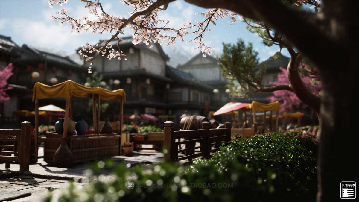 UE模型 复古封建社会日本和风城市寺庙楼阁建筑3D素材包 Unreal Engine – Feudal Japan Megapack插图5