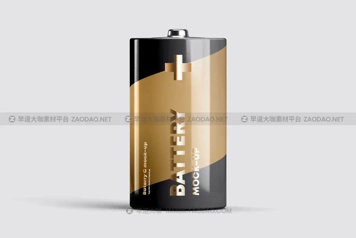 6款逼真碳性2号蓄电池干电池设计展示贴图PSD样机模板素材 Battery C Mock-up插图7