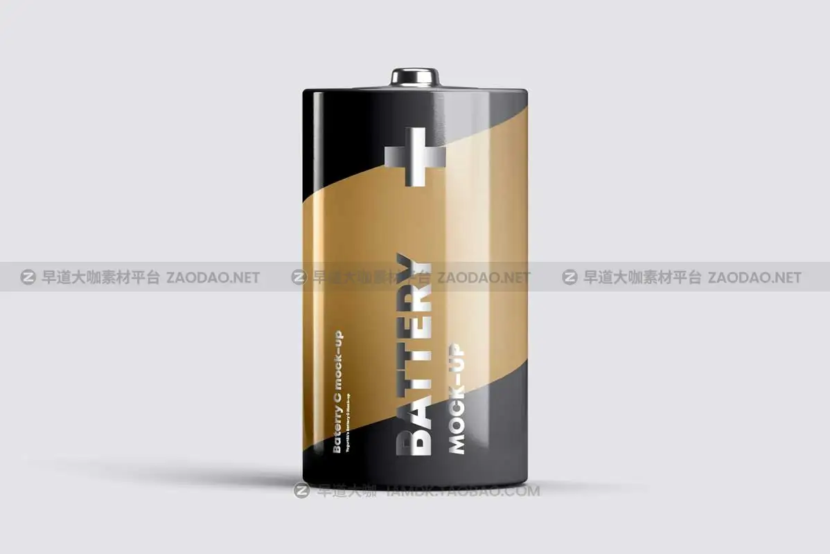 6款逼真碳性2号蓄电池干电池设计展示贴图PSD样机模板素材 Battery C Mock-up插图5