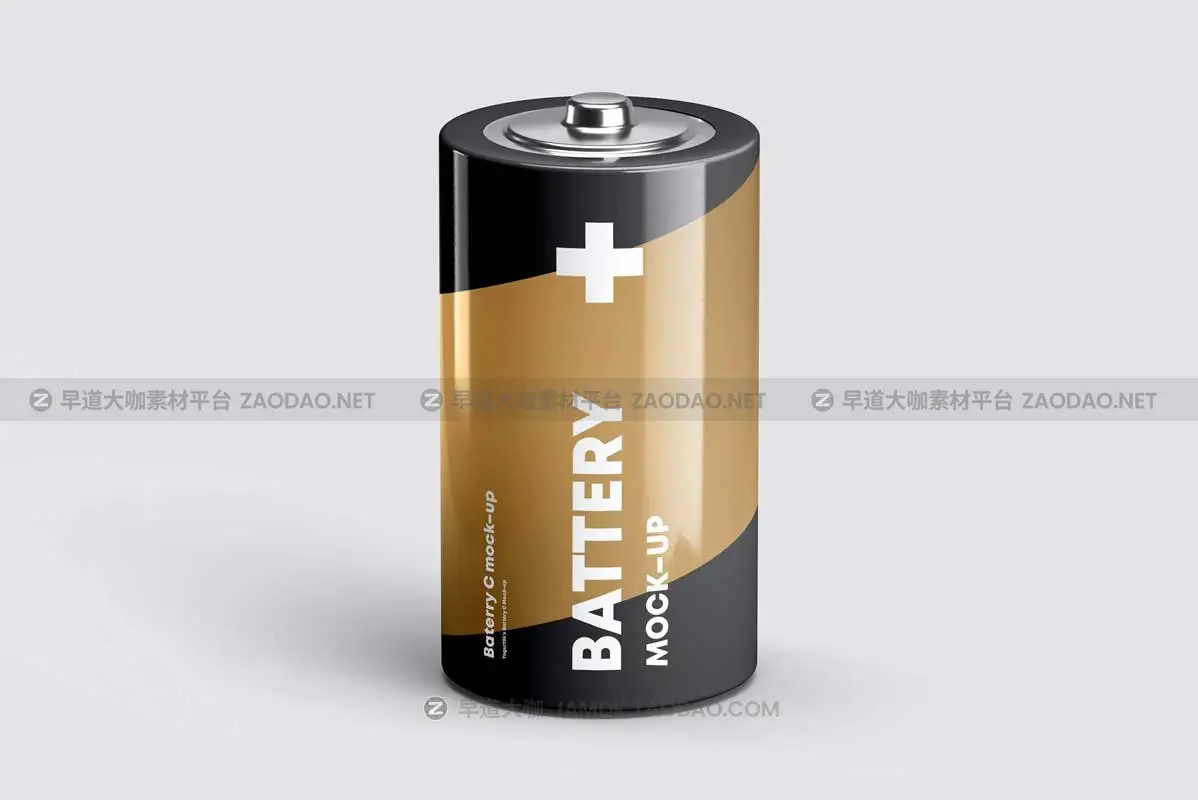 6款逼真碳性2号蓄电池干电池设计展示贴图PSD样机模板素材 Battery C Mock-up插图8