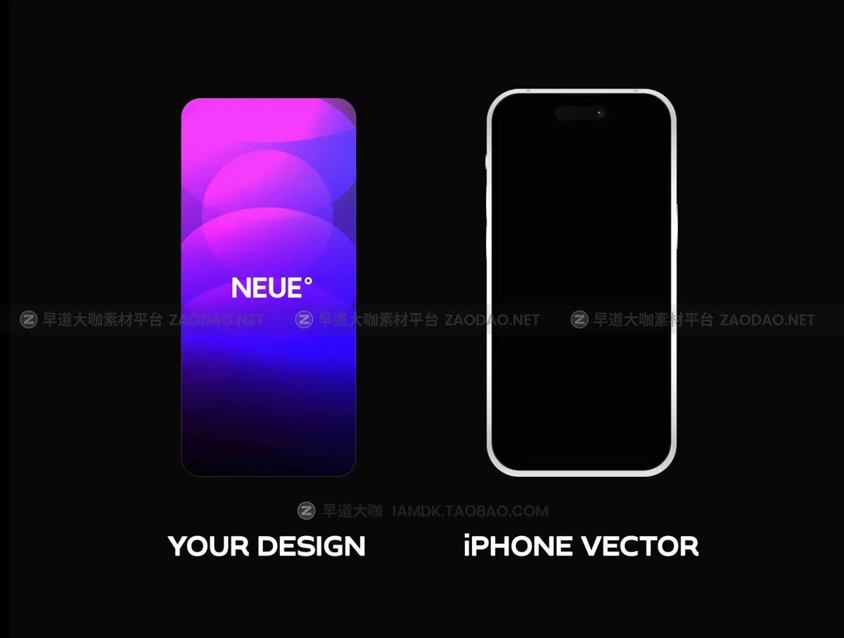 时尚逼真iPhone 14苹果手机矢量样机Figma模板设计素材 iPhone 14 Pro Vector Mockup
