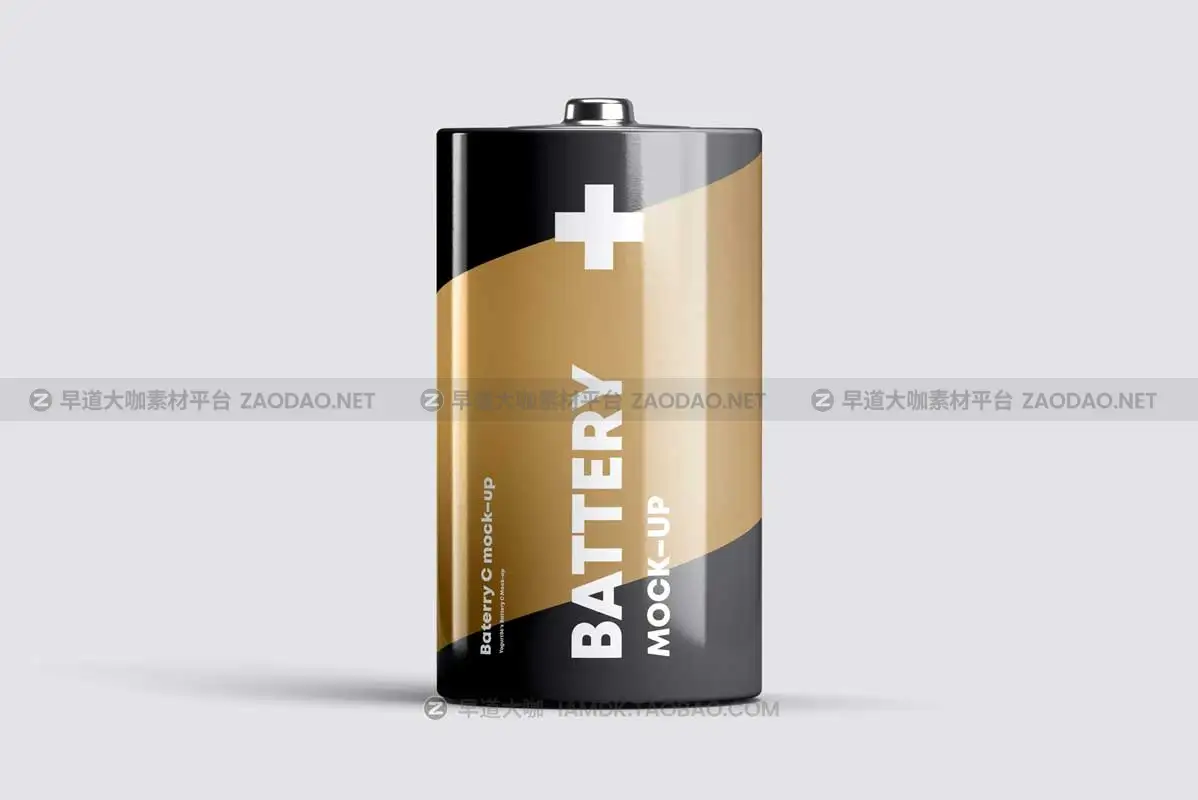 6款逼真碳性2号蓄电池干电池设计展示贴图PSD样机模板素材 Battery C Mock-up插图3