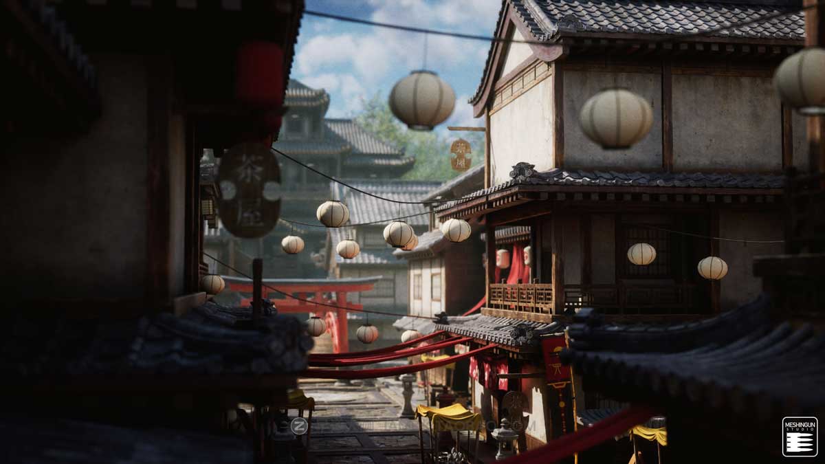 UE模型 复古封建社会日本和风城市寺庙楼阁建筑3D素材包 Unreal Engine – Feudal Japan Megapack插图8