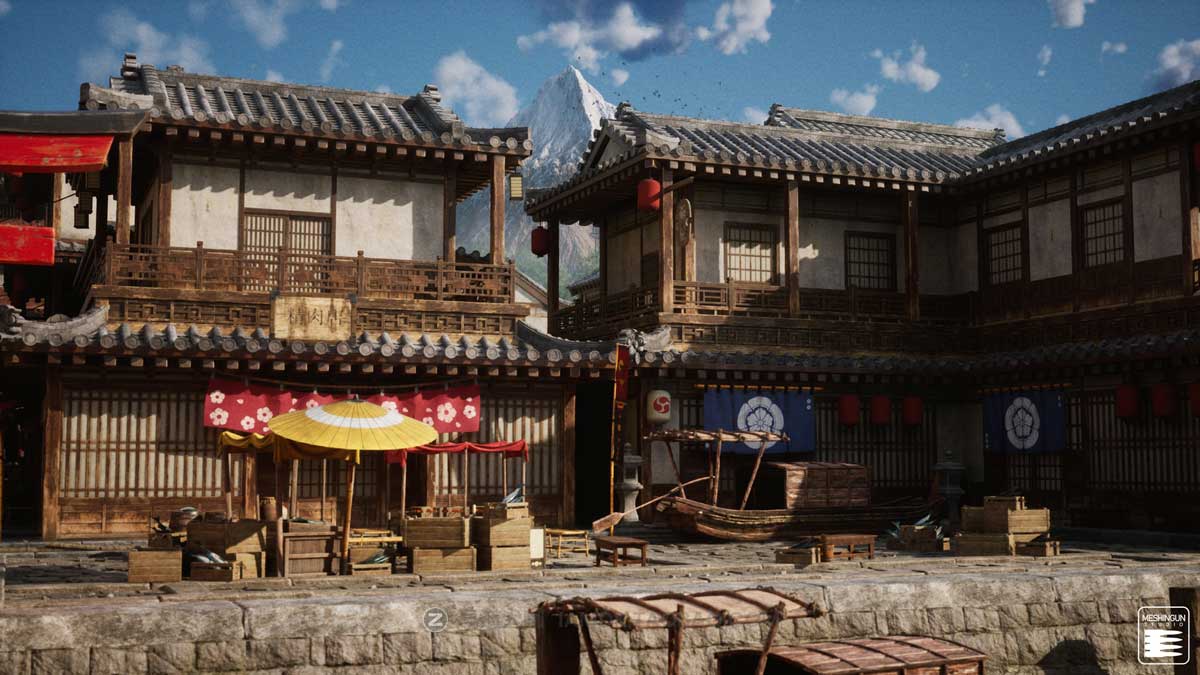 UE模型 复古封建社会日本和风城市寺庙楼阁建筑3D素材包 Unreal Engine – Feudal Japan Megapack插图9