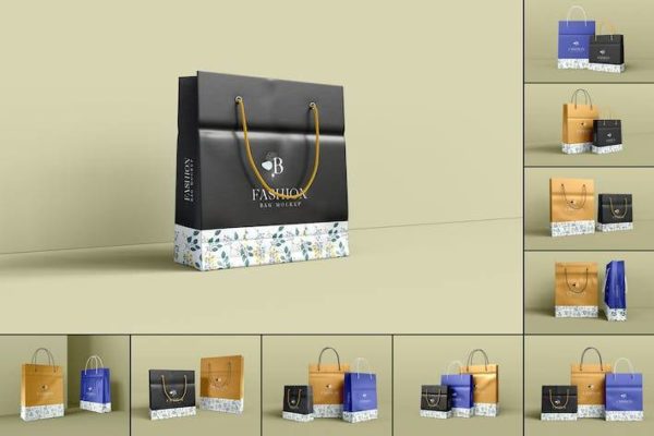 10款高品质商城购袋物手提袋设计展示贴图PSD样机模板合集 Shopping Bag Mockup Set 01