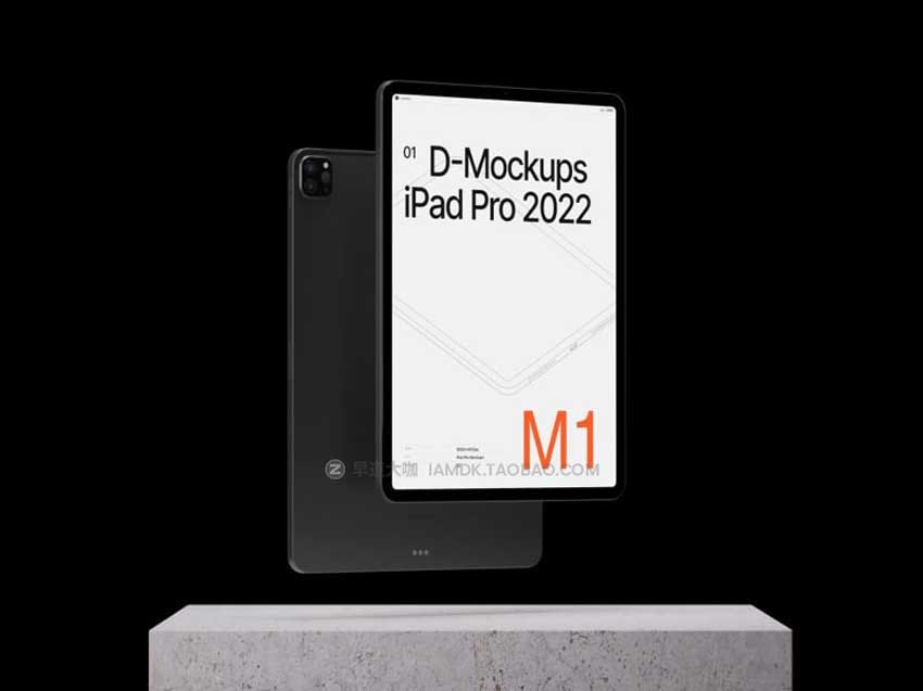 15款高级黑化风iPad Pro平板电脑设计作品展示贴图PS样机模板素材 D-Mockups: iPad Pro插图1