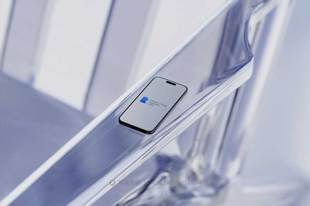 未来科幻玻璃场景苹果iPad手机iPhone 15笔记本电脑屏幕演示样机模板 Glass Glow Mockups Series插图2