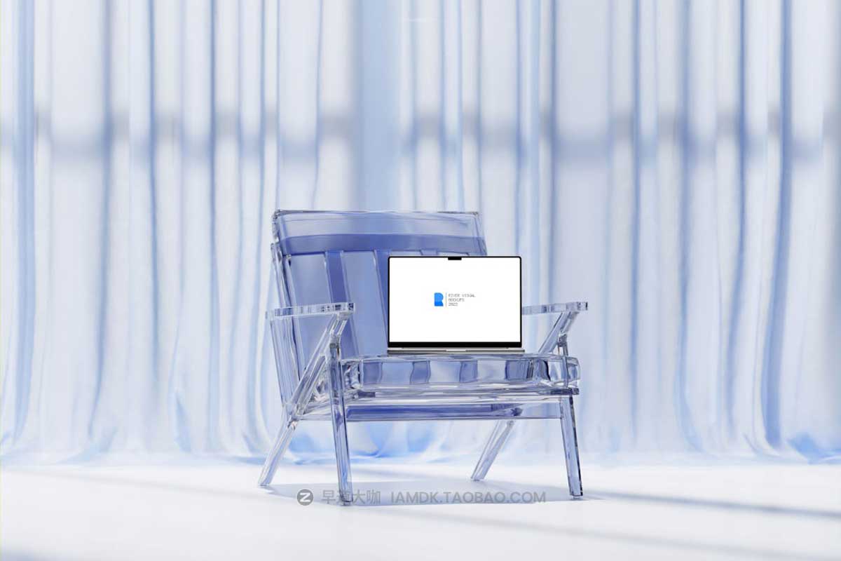 未来科幻玻璃场景苹果iPad手机iPhone 15笔记本电脑屏幕演示样机模板 Glass Glow Mockups Series插图3