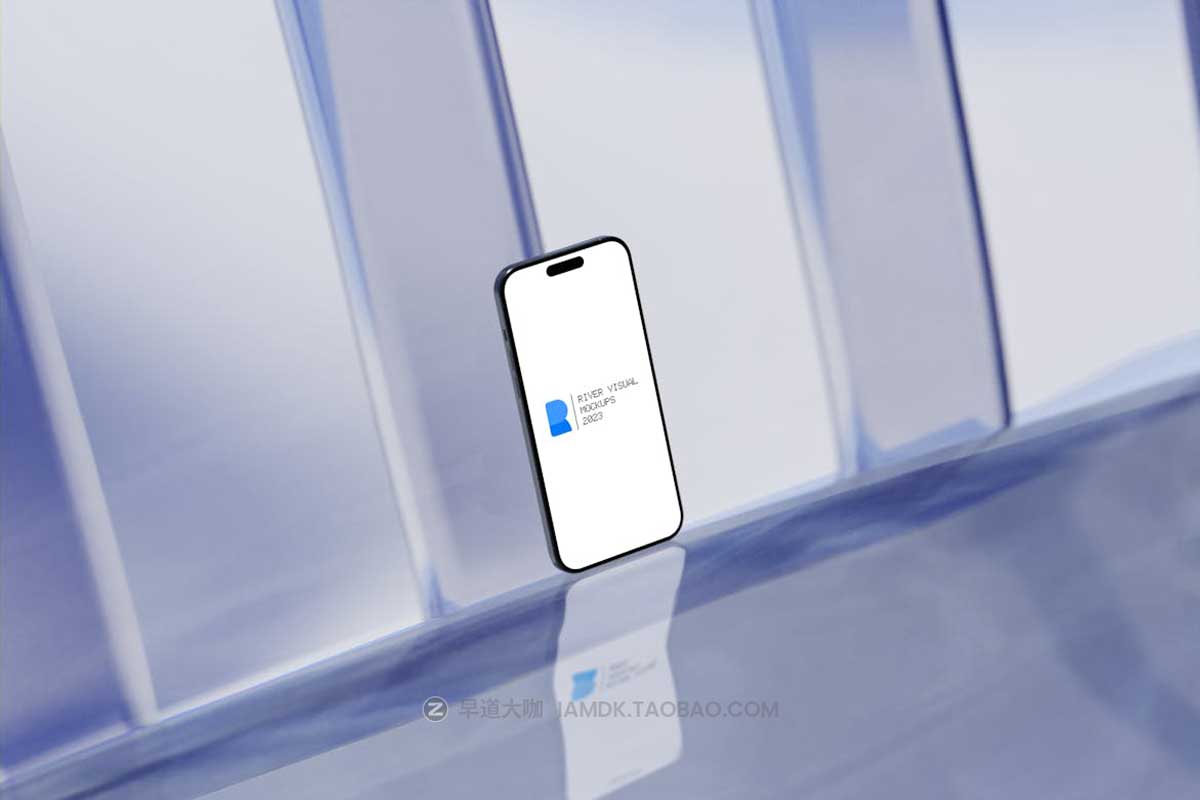 未来科幻玻璃场景苹果iPad手机iPhone 15笔记本电脑屏幕演示样机模板 Glass Glow Mockups Series插图5