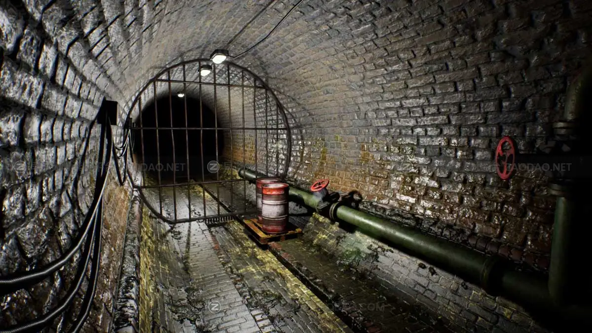 UE模型 废弃地下水道排水道隧道3D游戏场景素材 Abandoned Sewer插图3