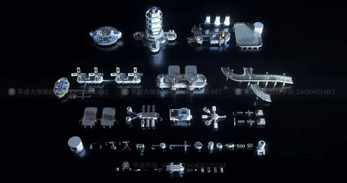 未来科幻银河系宇宙外星基地城市建筑模型MAX/BLEND/OBJ/FBX/UE格式 Kitbash3D – Mission to Minerva插图2