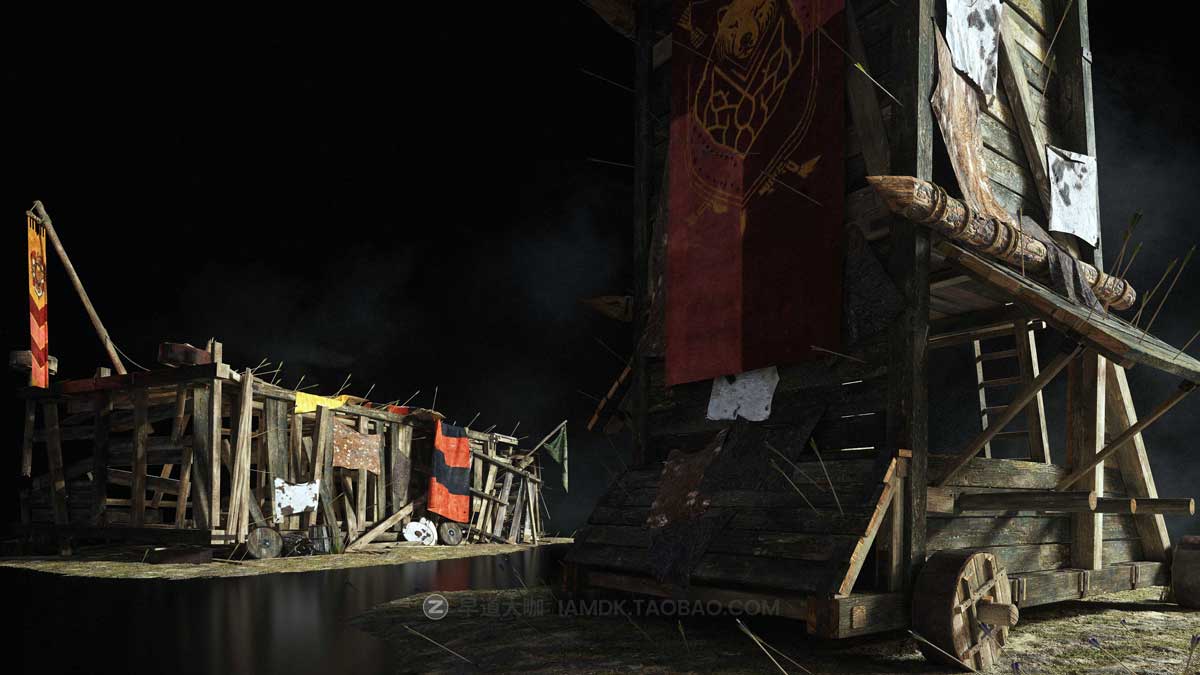 中世纪史诗战争攻城器械房子城堡建筑3D模型C4D/3DS MAX/Blender/FBX/OBJ/UE格式 KitBash3D – Medieval Siege插图4