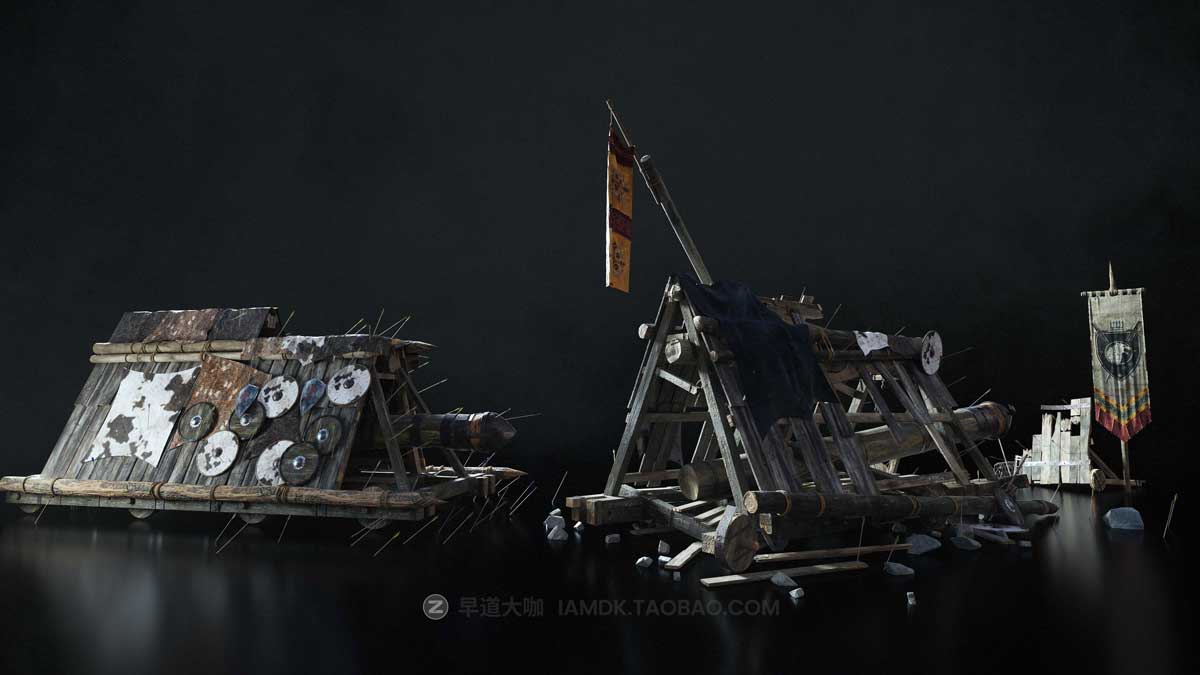 中世纪史诗战争攻城器械房子城堡建筑3D模型C4D/3DS MAX/Blender/FBX/OBJ/UE格式 KitBash3D – Medieval Siege插图6