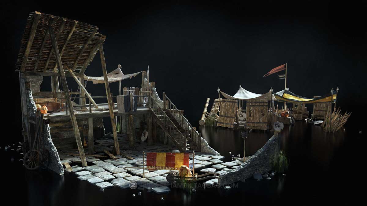中世纪史诗战争攻城器械房子城堡建筑3D模型C4D/3DS MAX/Blender/FBX/OBJ/UE格式 KitBash3D – Medieval Siege插图7