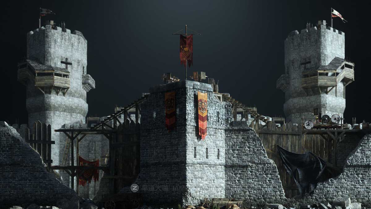 中世纪史诗战争攻城器械房子城堡建筑3D模型C4D/3DS MAX/Blender/FBX/OBJ/UE格式 KitBash3D – Medieval Siege插图14