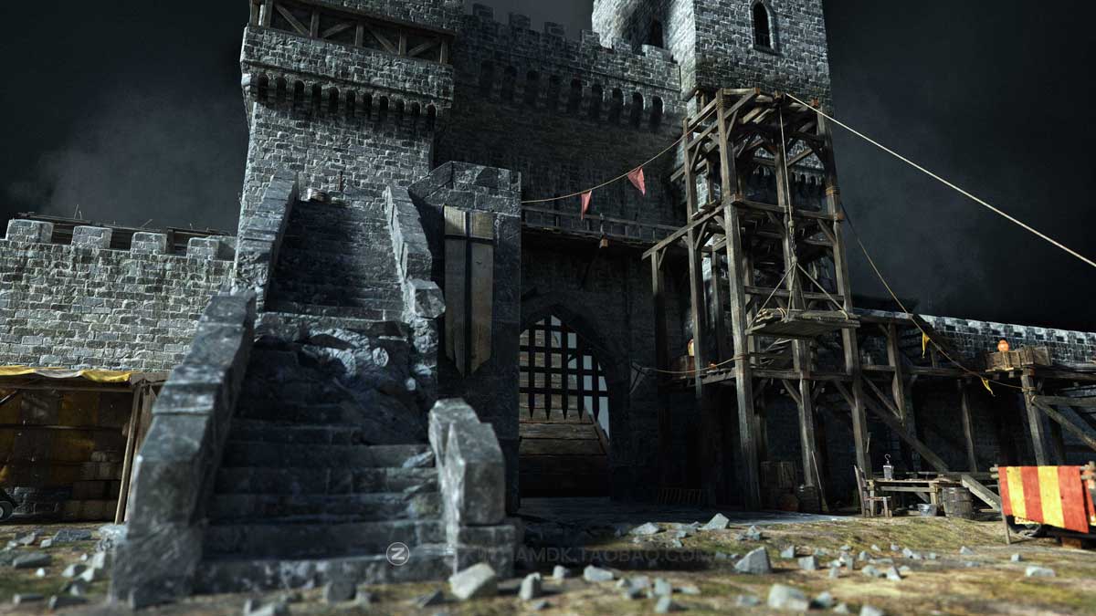 中世纪史诗战争攻城器械房子城堡建筑3D模型C4D/3DS MAX/Blender/FBX/OBJ/UE格式 KitBash3D – Medieval Siege插图26