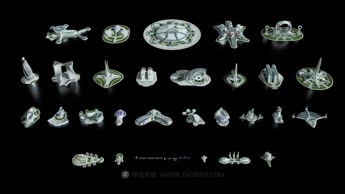 未来科幻楼房建筑城市3D模型 C4D/Blender/MAX/Maya/FBX/OBJ/UE等 KitBash3D – OASIS插图2