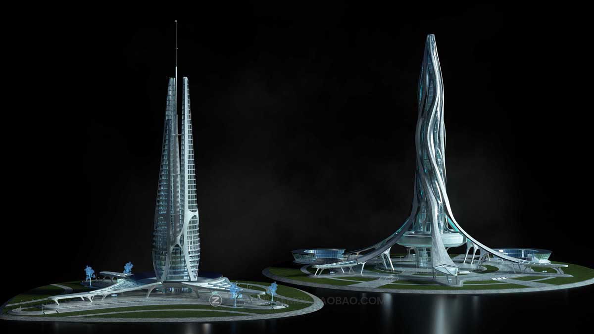 未来科幻楼房建筑城市3D模型 C4D/Blender/MAX/Maya/FBX/OBJ/UE等 KitBash3D – OASIS插图16
