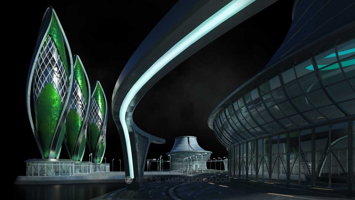 未来科幻楼房建筑城市3D模型 C4D/Blender/MAX/Maya/FBX/OBJ/UE等 KitBash3D – OASIS插图24