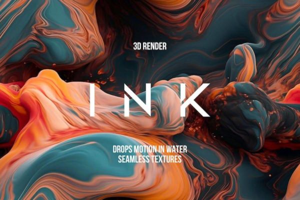 10款高清5K油漆水墨液体流体抽象艺术背景图片设计素材 3D Ink Drops in Water Seamless Texture Backgrounds