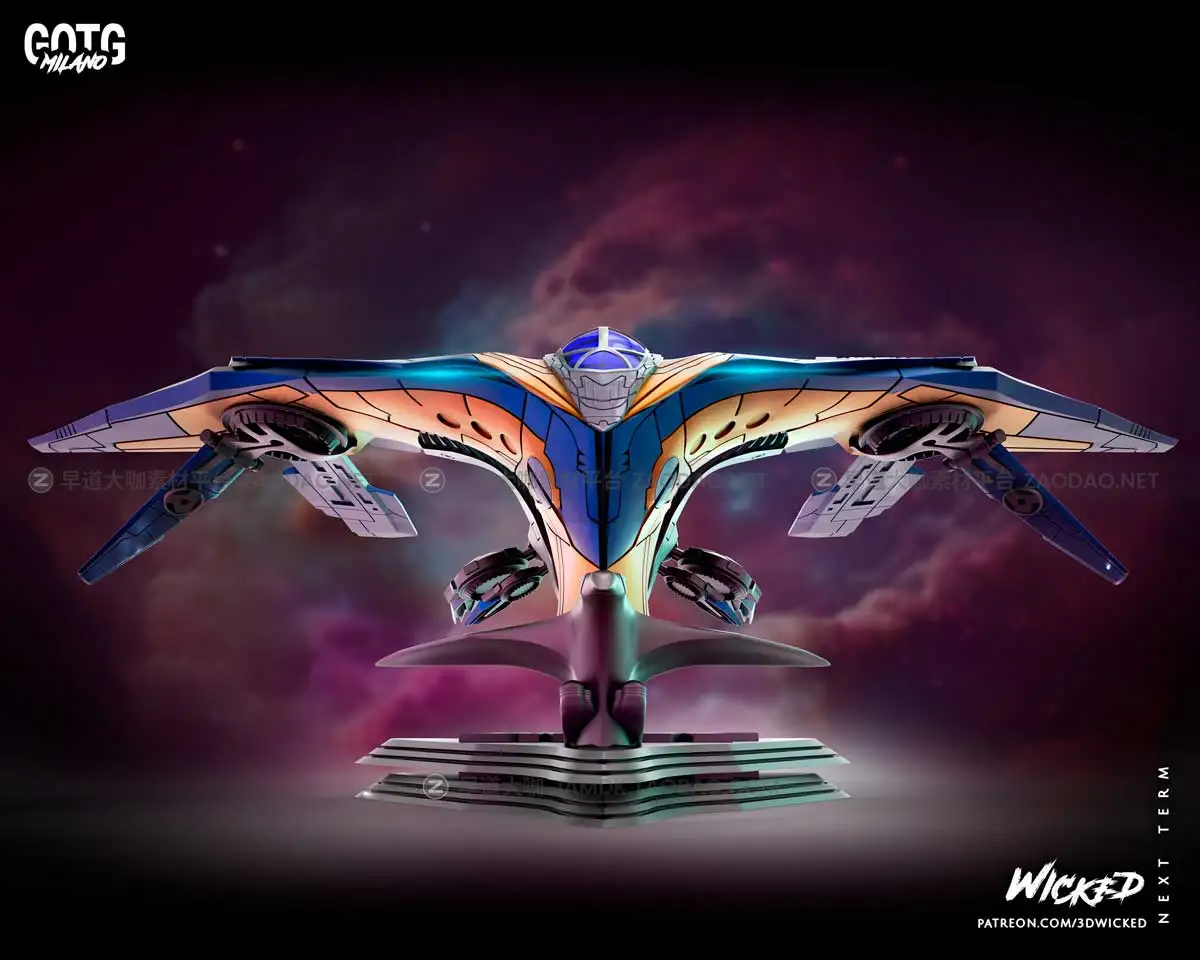 银河护卫队米兰船宇宙飞船战舰雕塑模型3D打印渲染设计素材 WICKED – Milano Ship – 3D Print Model STL插图2