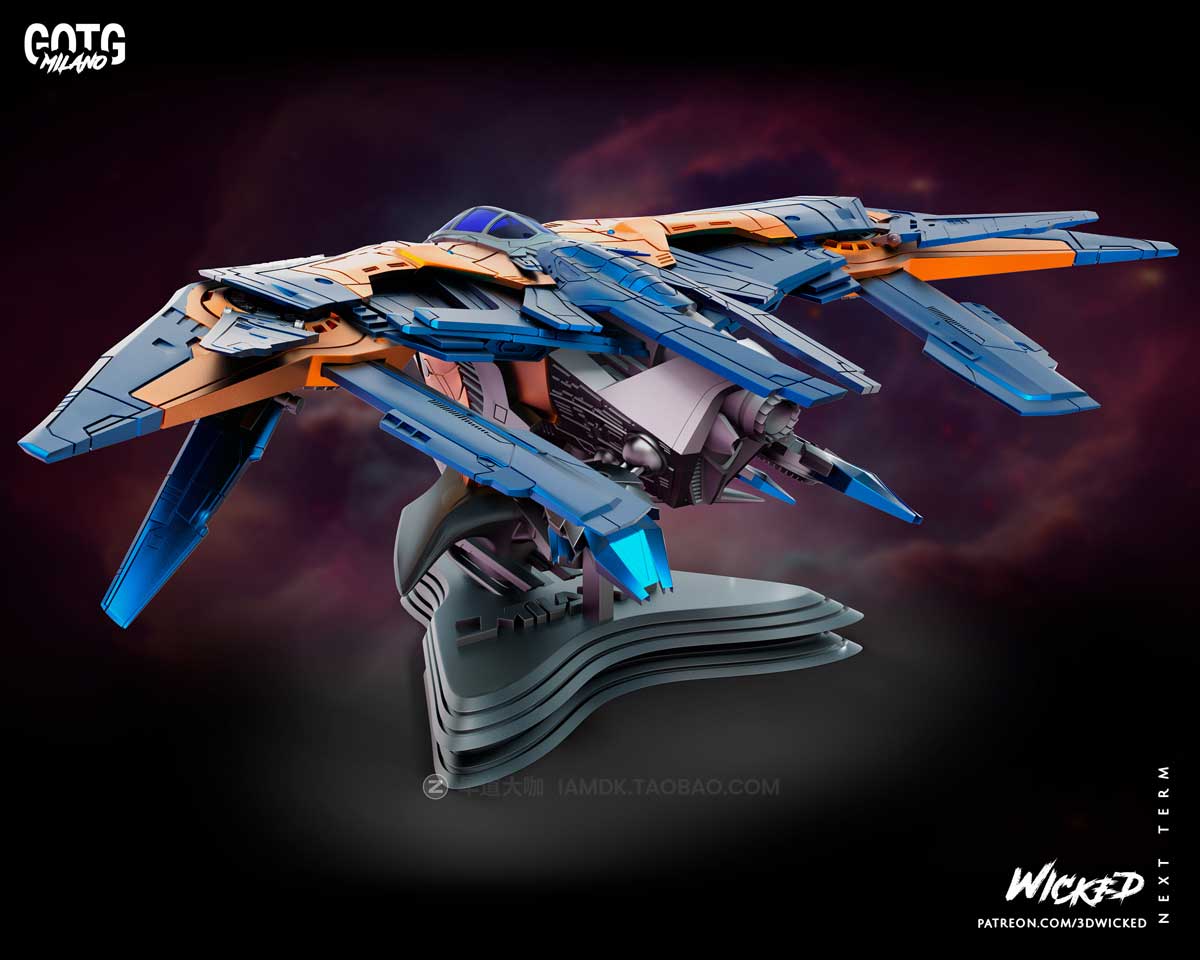 银河护卫队米兰船宇宙飞船战舰雕塑模型3d打印渲染设计素材wicked–
