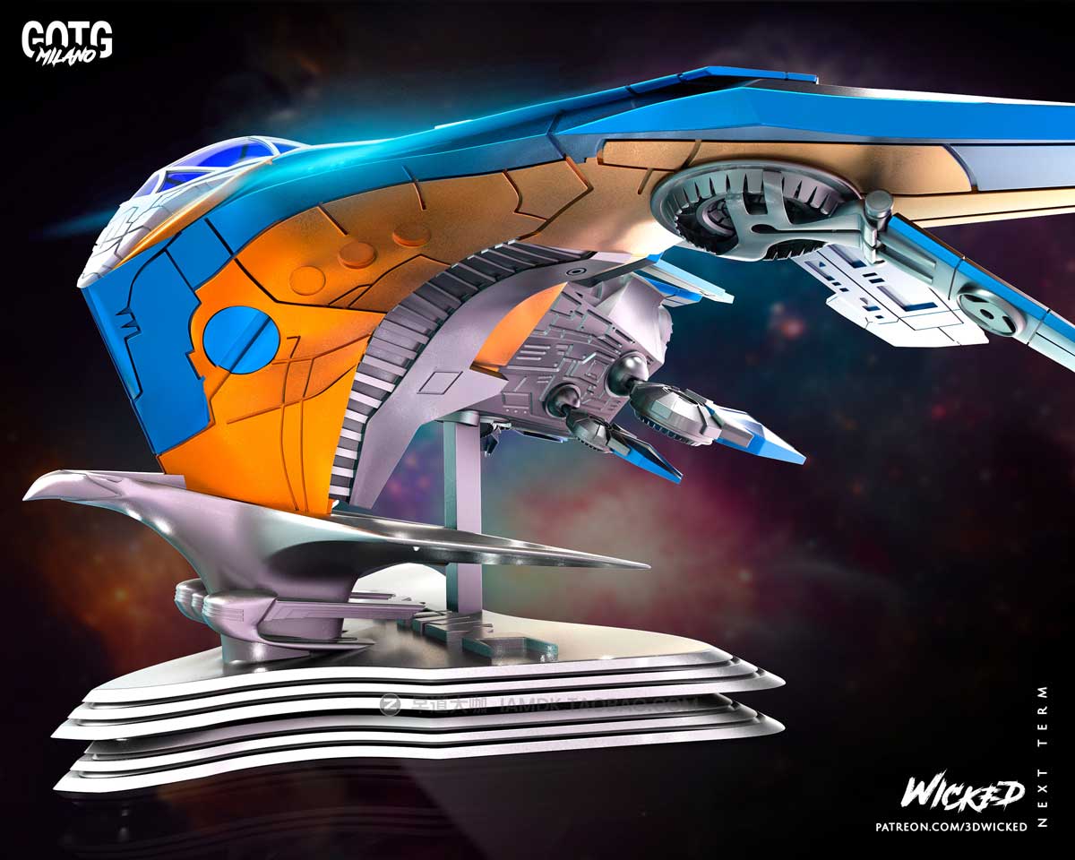 银河护卫队米兰船宇宙飞船战舰雕塑模型3d打印渲染设计素材wicked–