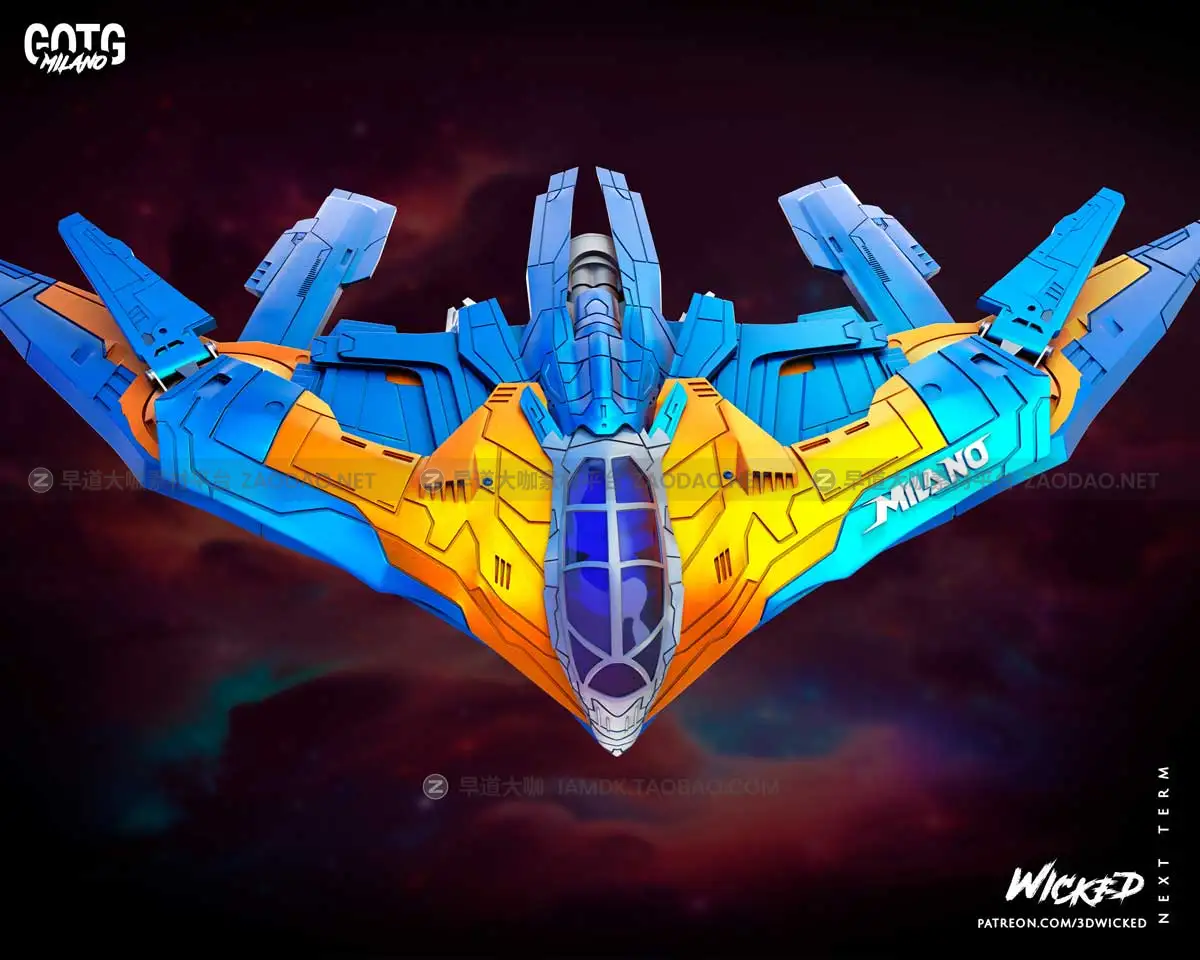银河护卫队米兰船宇宙飞船战舰雕塑模型3D打印渲染设计素材 WICKED – Milano Ship – 3D Print Model STL插图11