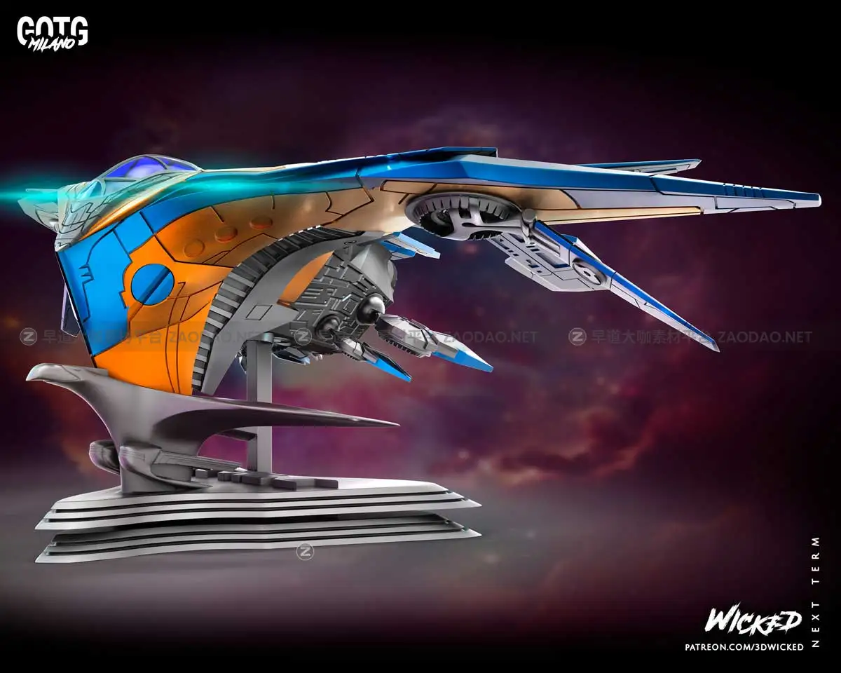 银河护卫队米兰船宇宙飞船战舰雕塑模型3D打印渲染设计素材 WICKED – Milano Ship – 3D Print Model STL插图12