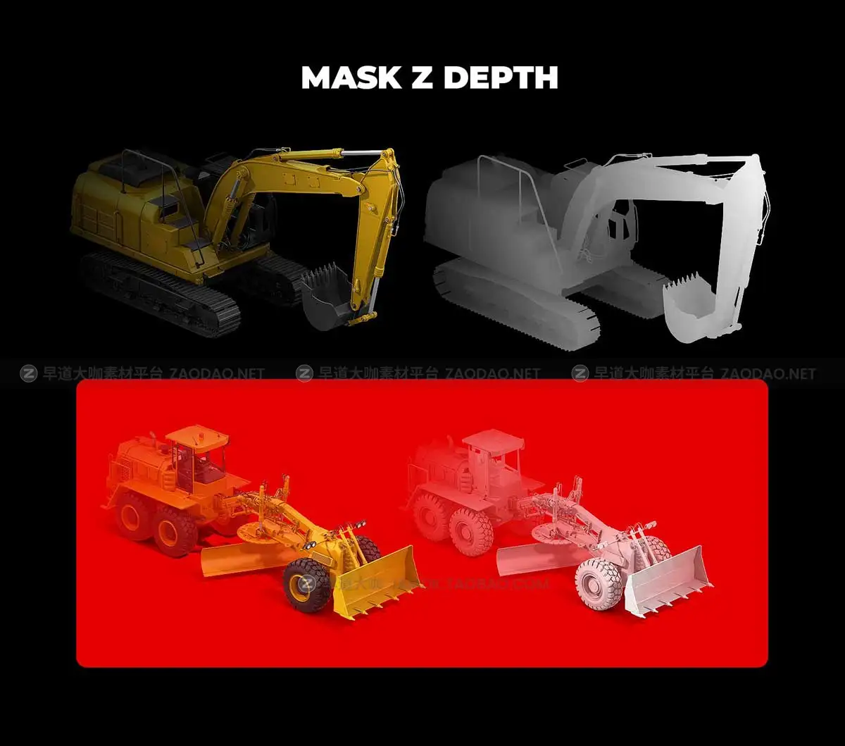 80款等距3D立体视图铲车挖掘机建筑工程机械设备PS样机模型素材 80 PSD Heavy Machines Mockup 360 #01插图3