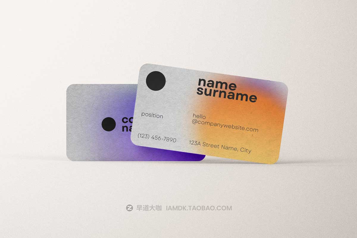10款时尚圆角商务个人名片卡片设计展示效果图PSD样机模板素材 Rounded Corner Business Card Mockup插图3