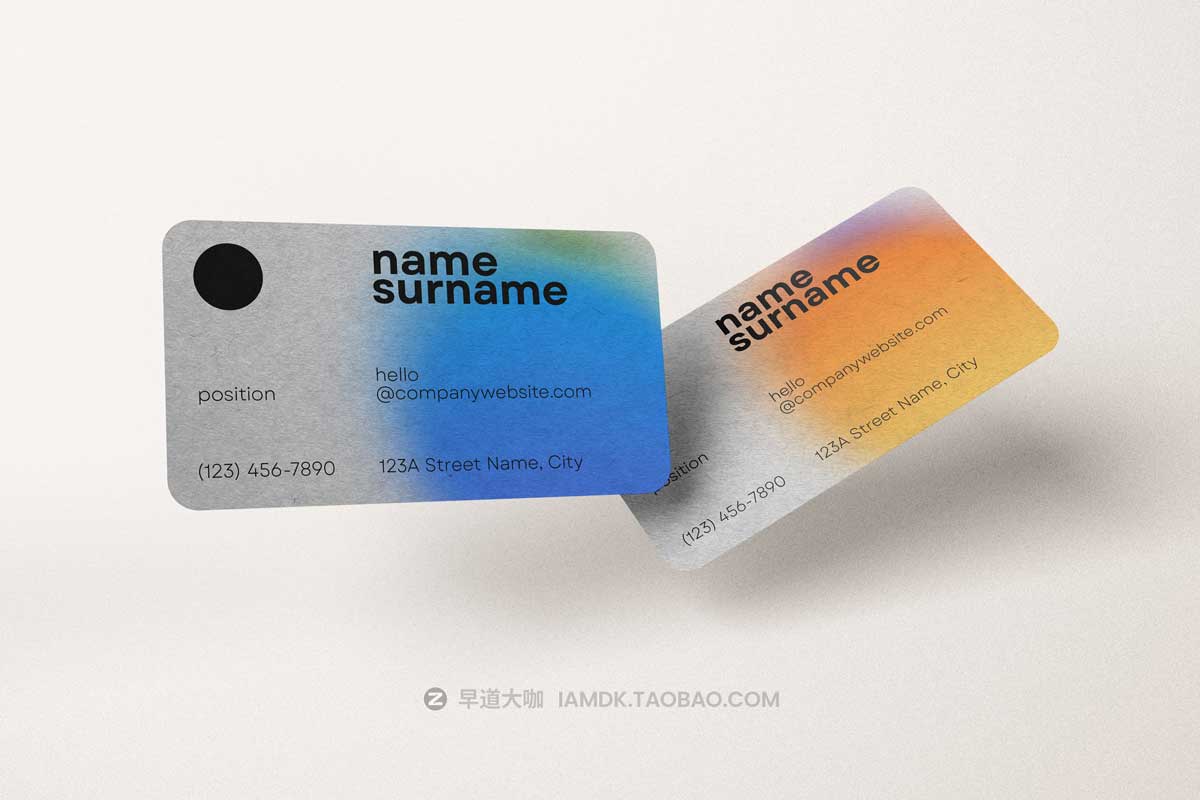 10款时尚圆角商务个人名片卡片设计展示效果图PSD样机模板素材 Rounded Corner Business Card Mockup插图4