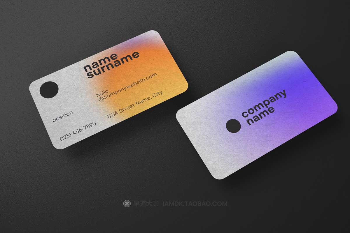 10款时尚圆角商务个人名片卡片设计展示效果图PSD样机模板素材 Rounded Corner Business Card Mockup插图6
