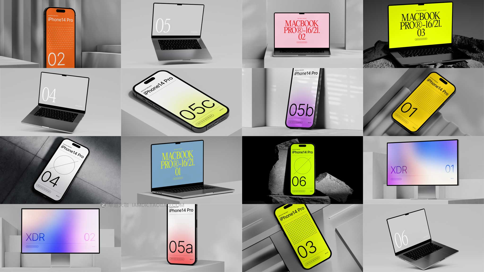 16款高级工业风iPhone 14手机MacBook笔记本电脑Display屏幕PSD样机模板 Tech Bundle – 01插图1