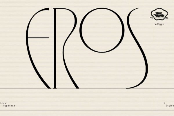 现代时尚优雅逆反差标题Logo设计PSPROCREATE衬线英文字体安装包 Eros Font Family