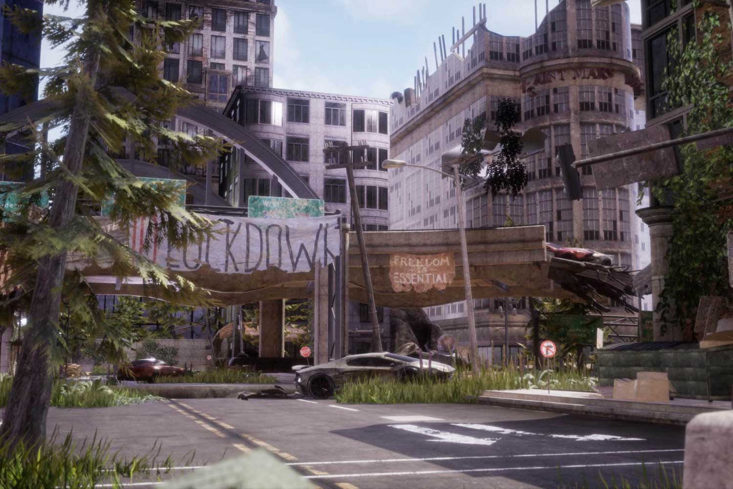UE模型 废弃城市桥梁高楼街道设施3D模型设计素材 Post Apocalyptic World Pack插图