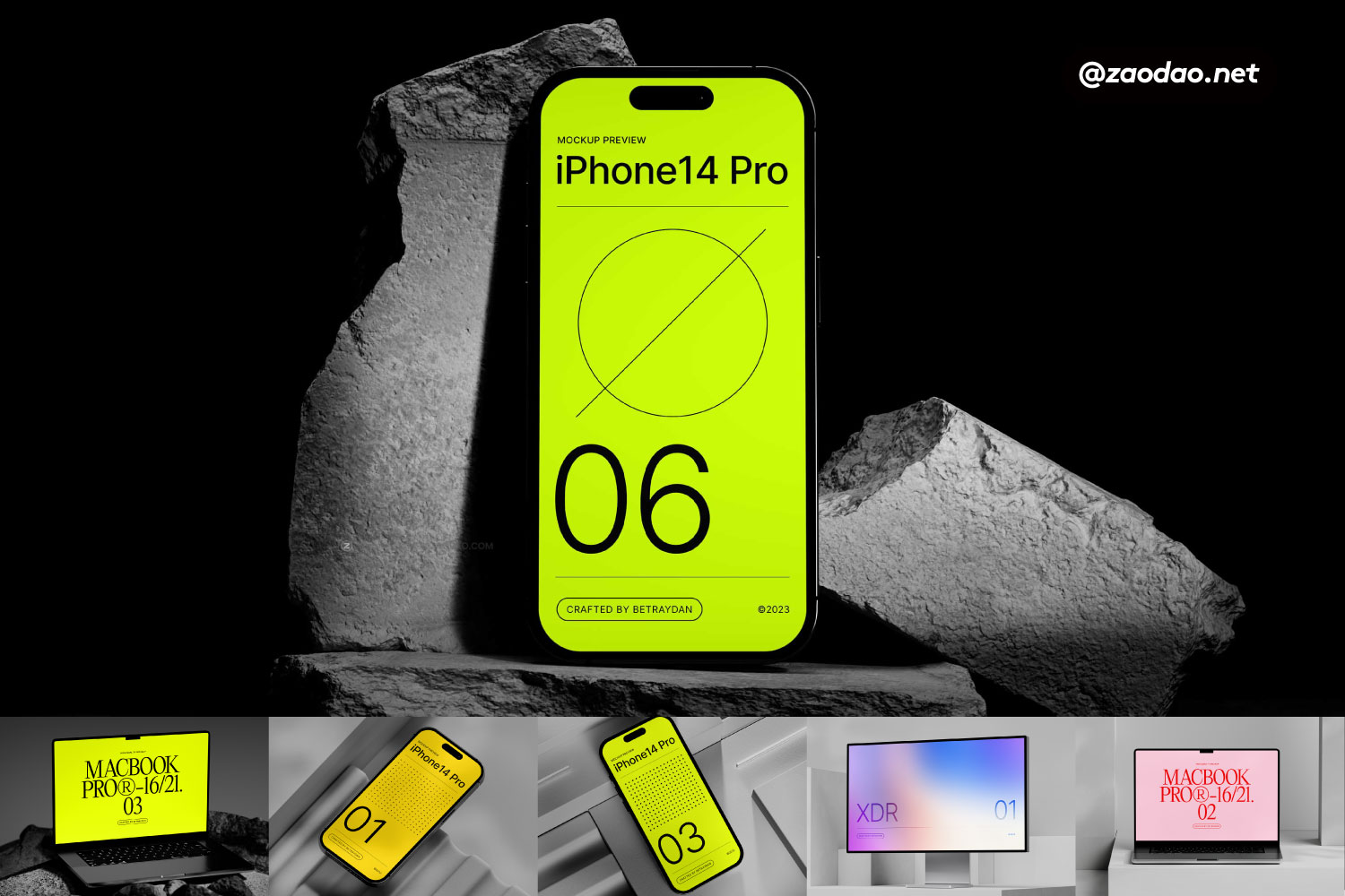 16款高级工业风iPhone 14手机MacBook笔记本电脑Display屏幕PSD样机模板 Tech Bundle – 01插图