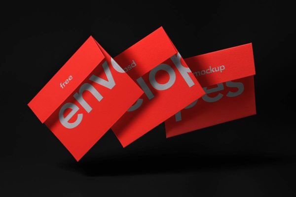 时尚品牌VI标志LOGO设计办公信封设计展示贴图PSD样机模板 Gravity Invitation Envelope Psd Mockup Set