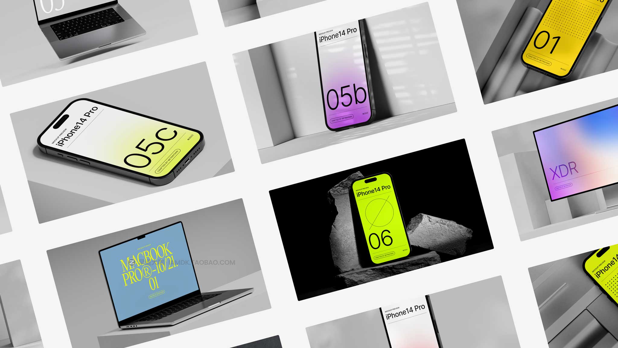 16款高级工业风iPhone 14手机MacBook笔记本电脑Display屏幕PSD样机模板 Tech Bundle – 01插图2
