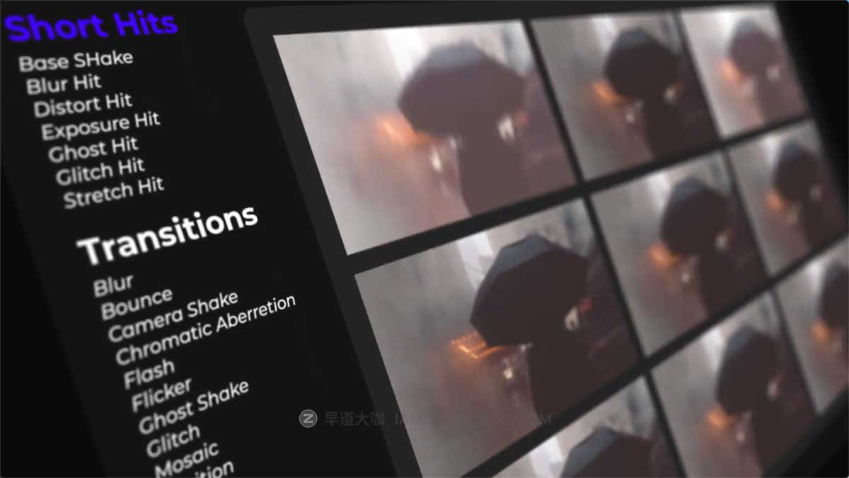 PR模板 290+组嘻哈音乐MV电影短视频故障擦除过渡特效工具包 Music Video Effects插图1