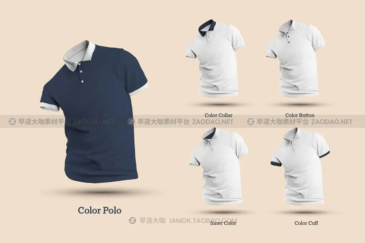 8款时尚马球T恤Polo衫图案印花设计PS展示贴图样机模板素材 8 Mockups 3D Polo插图3