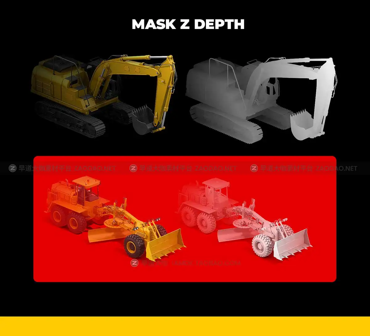 32款高级质感APP网站界面设计工程机械施工设备勾机3D模型样机PS设计素材 PSD Mockup 3D model Heavy Machines – Track Excavator #6插图5