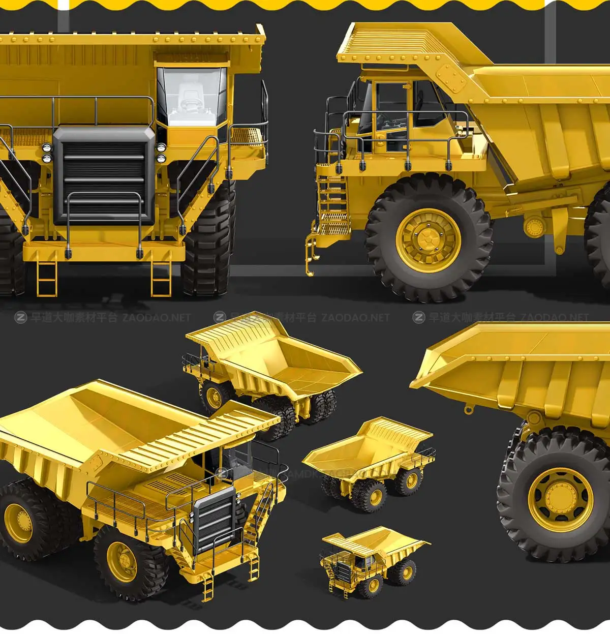 32组质感卡通工程建筑机械设备运输车3D立体样机模型PS设计素材 PSD Mockup 3D model Heavy Machines – Off-Highway Truck #14插图1