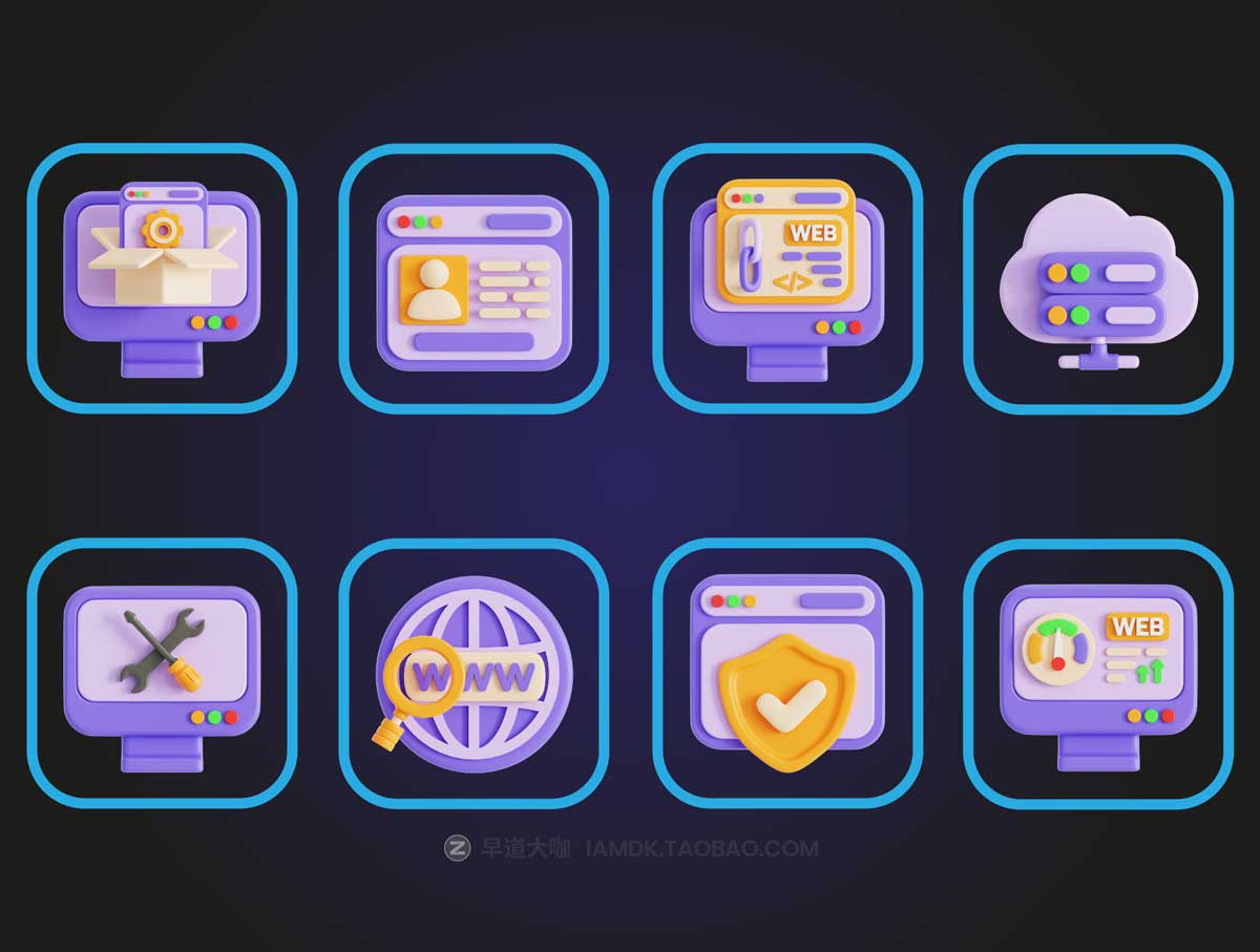 Blender模型 25款高级3D立体SEO网站营销优化图标Icons设计素材 SEO & Website 3D Icon Pack插图1