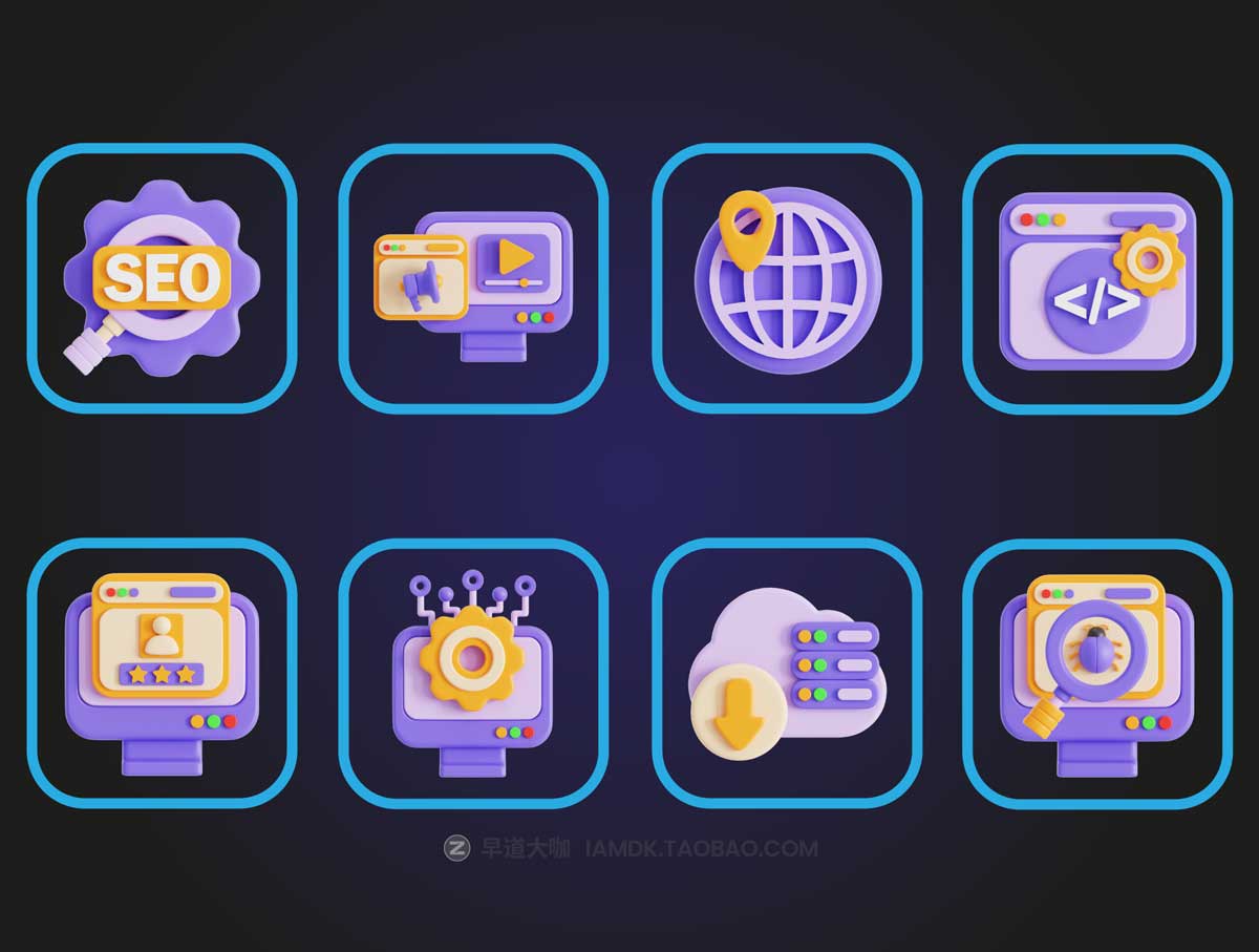 Blender模型 25款高级3D立体SEO网站营销优化图标Icons设计素材 SEO & Website 3D Icon Pack插图2