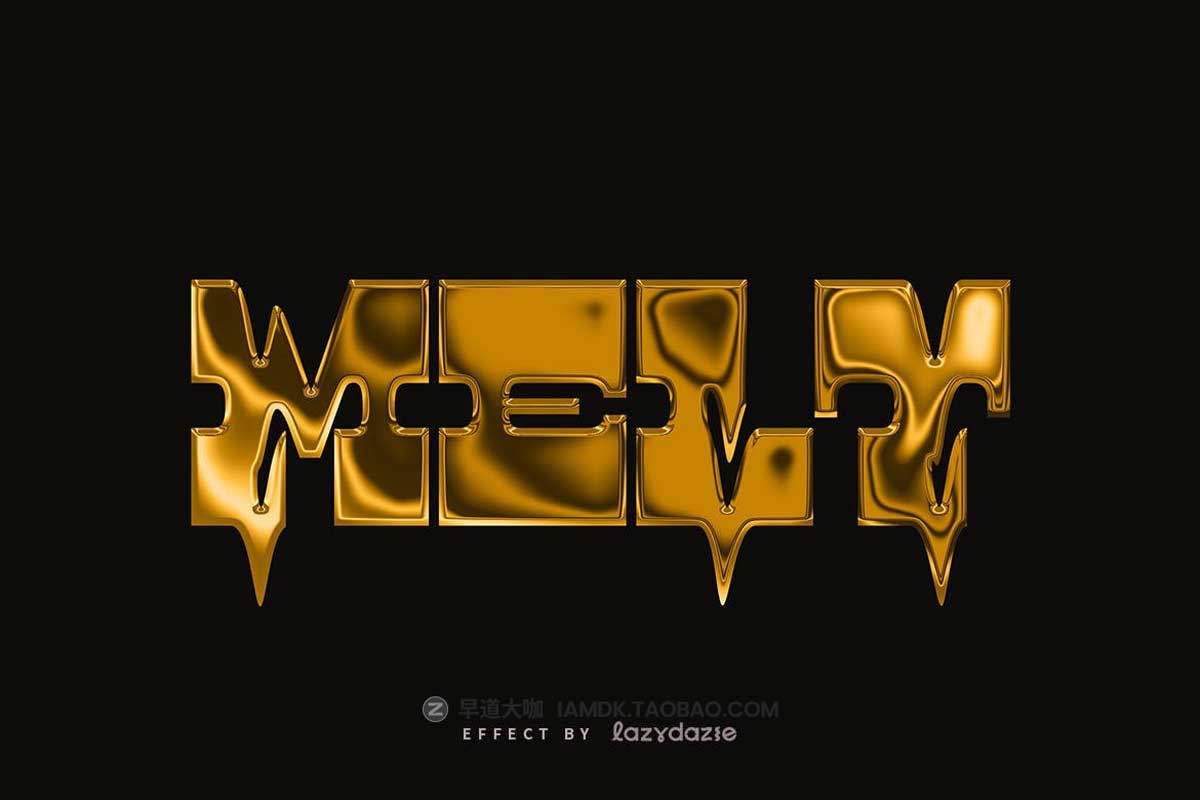 逼真黄金融化液体流体3D立体金属字体标题效果PS特效样机模板 Melting Gold PSD Text Effect插图2