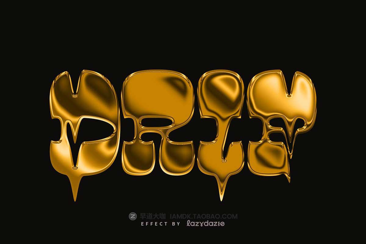 逼真黄金融化液体流体3D立体金属字体标题效果PS特效样机模板 Melting Gold PSD Text Effect插图3